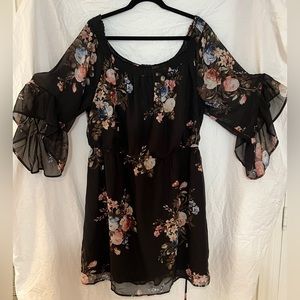 Love squared off the shoulder flowy floral dress